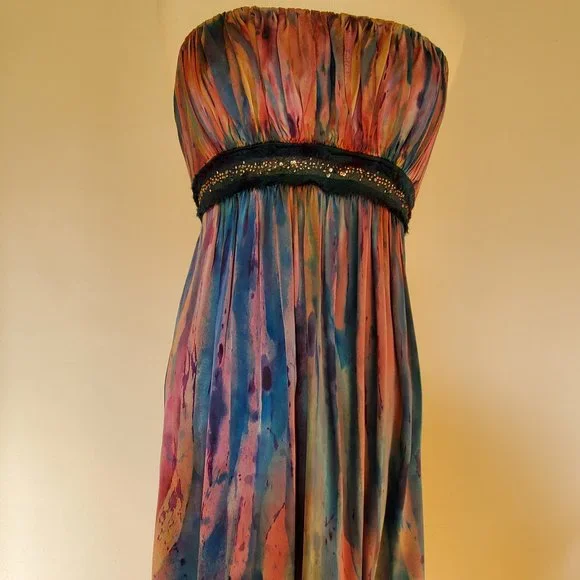 Hand Crafted | Dresses | Silk Short Dress Small 4 6 Bridesmaid Party Mini  Pink Orange Blue Purple Formal | Poshmark